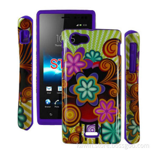 Water Transfer Printing PC + Silicone Cover for Sony ST26i